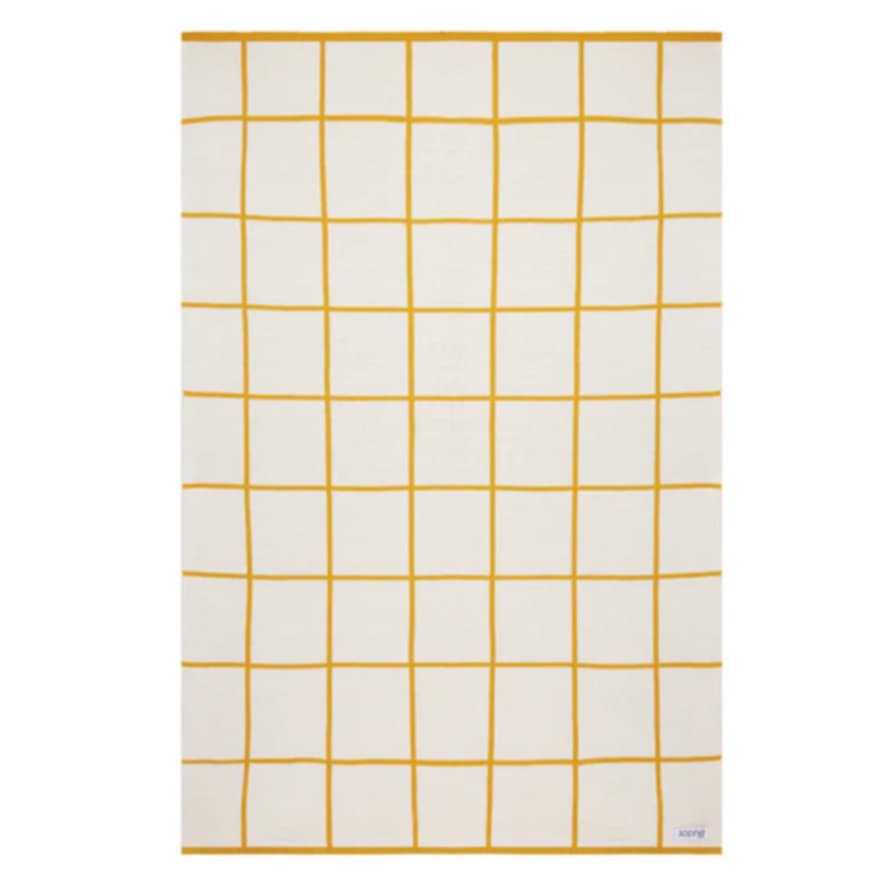 Sophie Home Cotton Knit Stroller/pram Blanket Yellow Grid