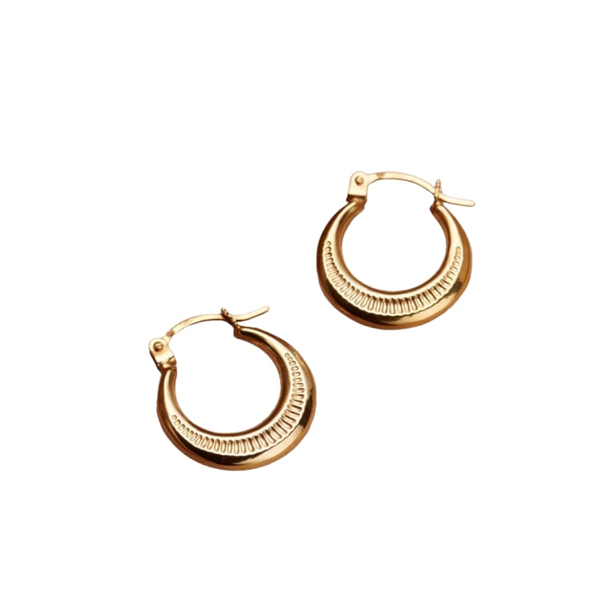 Posh Totty Designs Crescent Moon Creole 9ct Gold Hoop Earrings