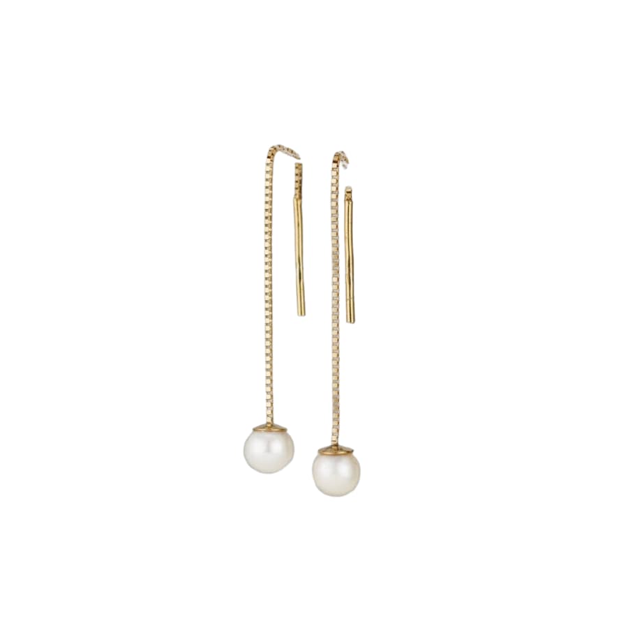 Posh Totty Designs 9ct Gold Pearl Thread Through Earrings