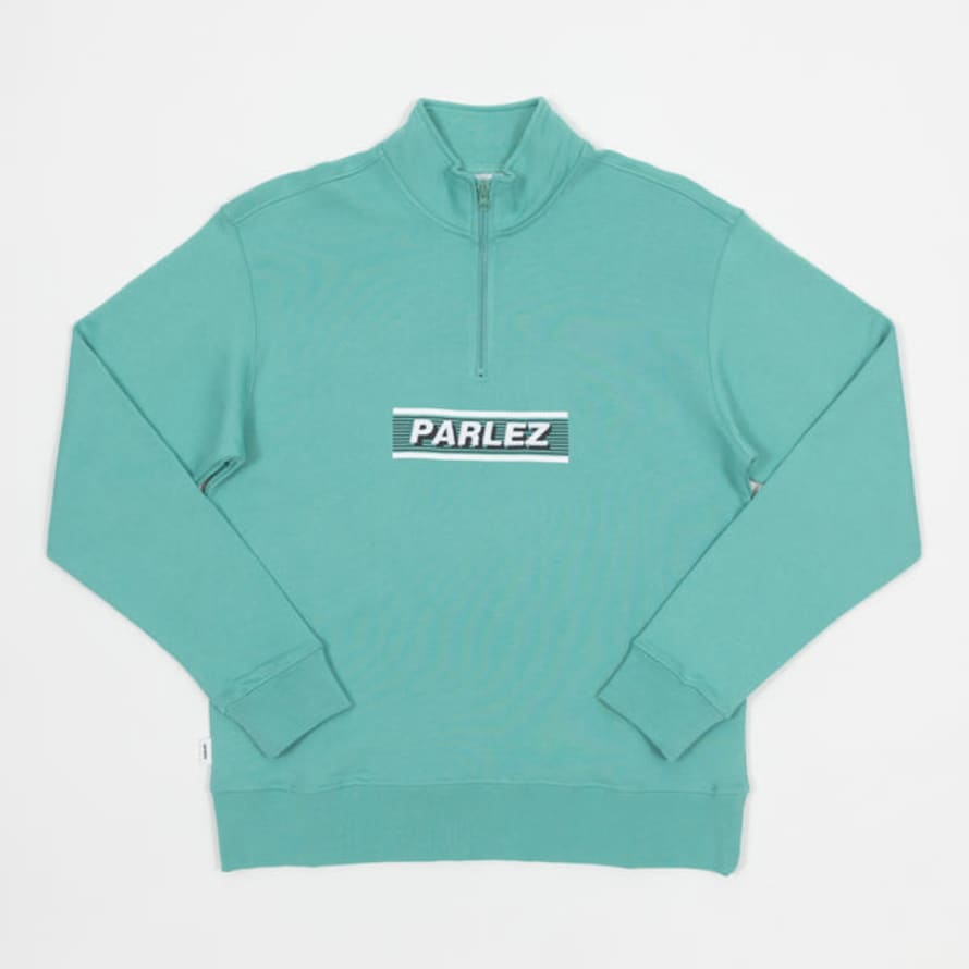 Parlez Salton Quarter Zip Sweatshirt in Dusty Aqua Blue