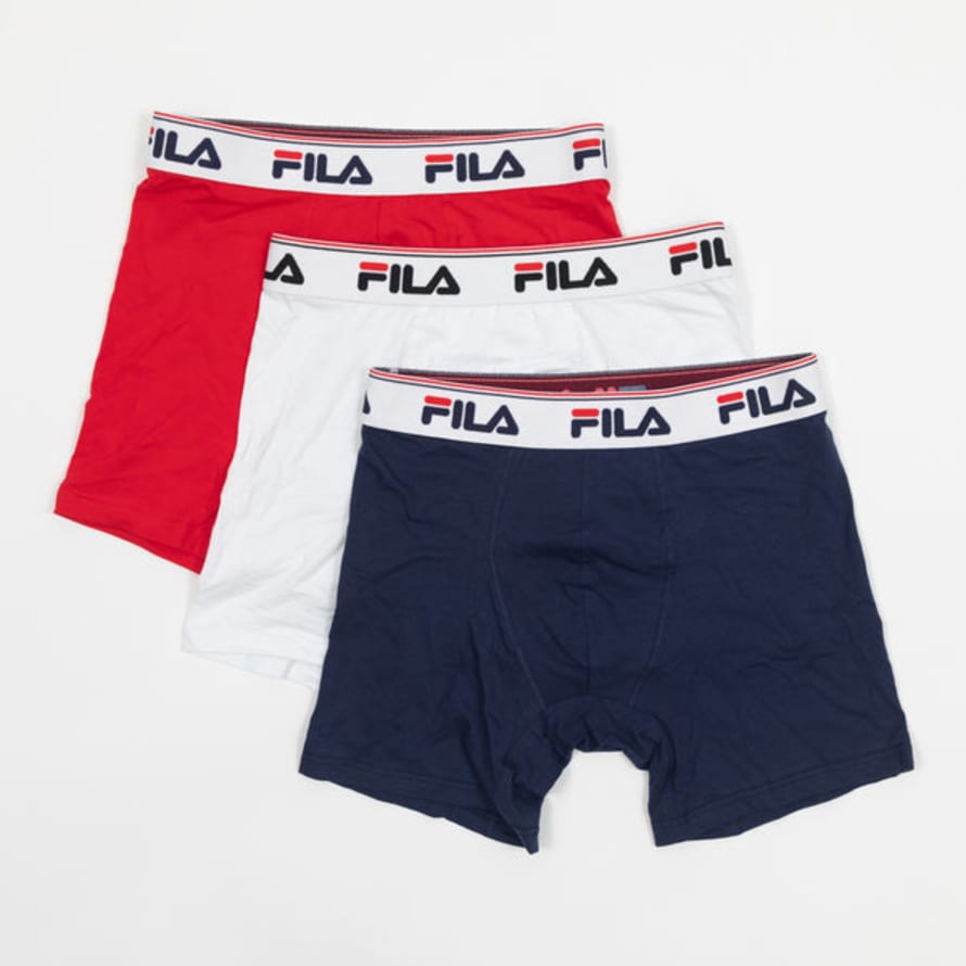 Fila Tristan 3 Pack Mid Rise Trunk in Navy, White & Red