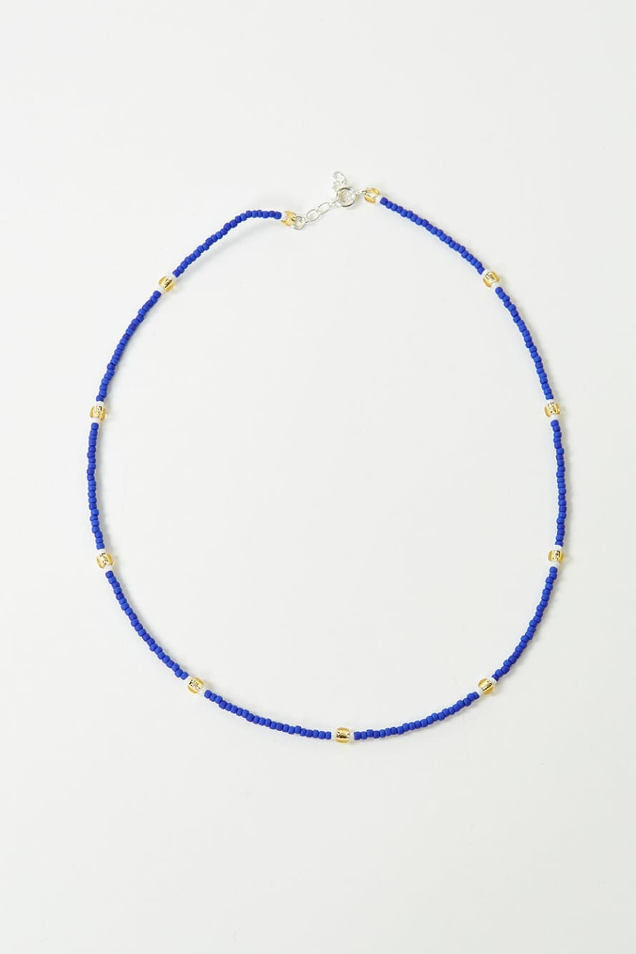 Rhimani Navy Blue & Gold Beaded Necklace