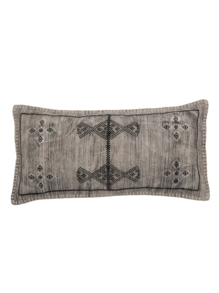 Bloomingville Livo Grey Embroidered Cushion