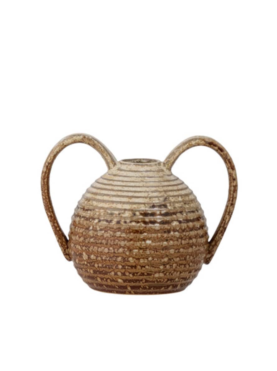 Bloomingville Risa Ribbed Stoneware Vase With Handles