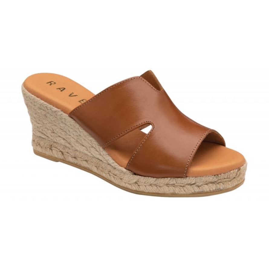Ravel Tan Leather Arby Wedge Mule Sandals