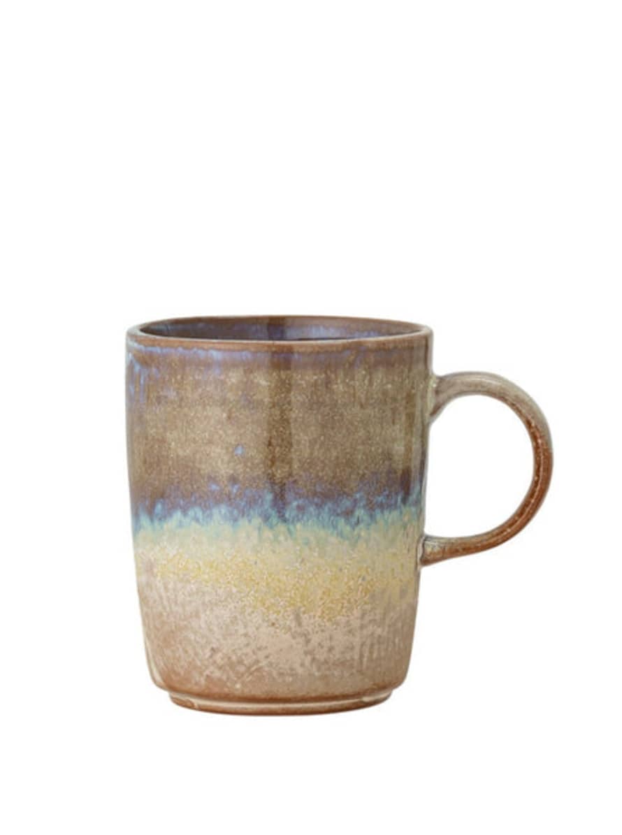 Bloomingville Dahlia Stoneware Mug In Striped Molten Brown & Blue