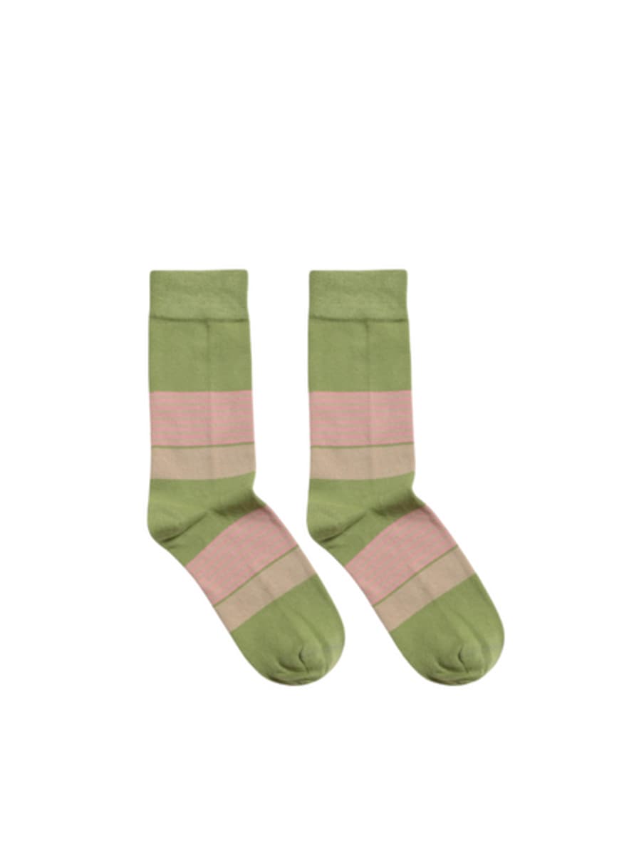 Far Afield Stripe Socks In Green Multi