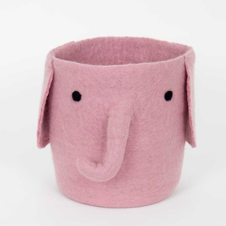 Afroart Pink Elephant Felt Basket