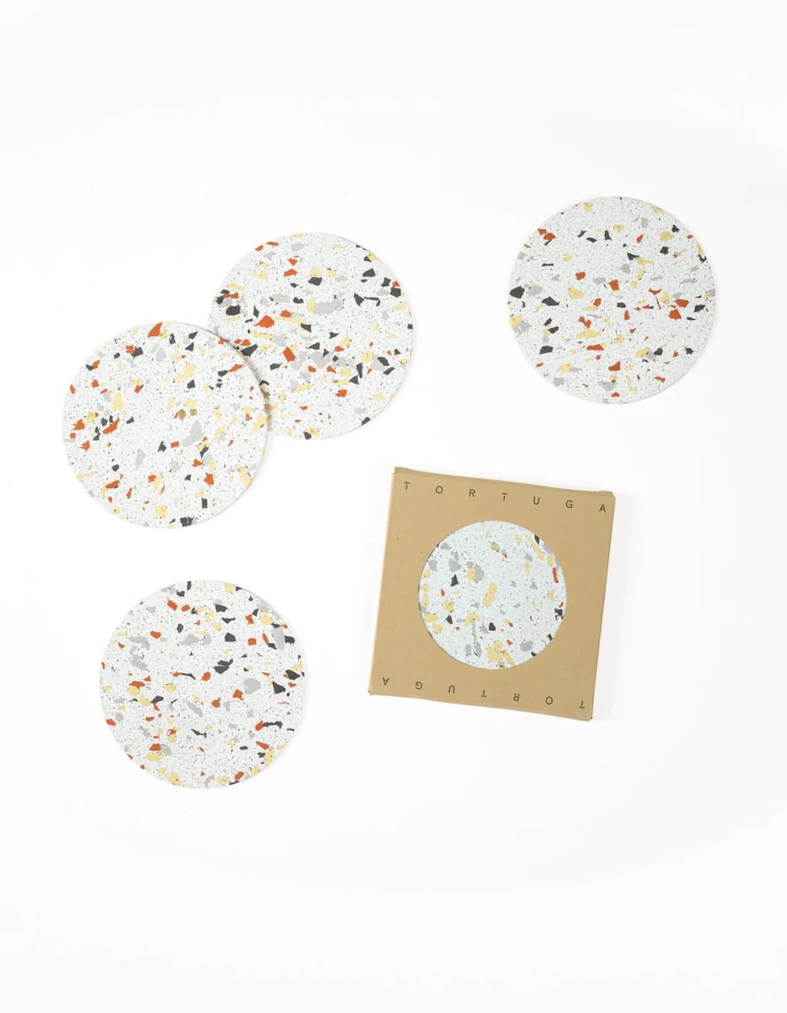 Tortuga Cosmos  Recycled Rubber Coaster Set- White or Black 