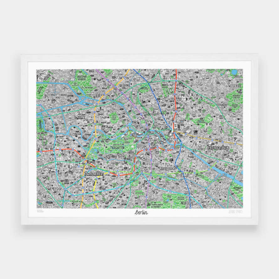 Jenni Sparks A1 Hand Drawn Map Of Berlin Print