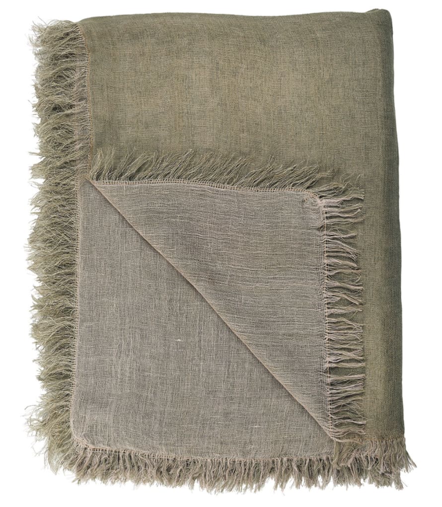 THE BROWNHOUSE INTERIORS Lea sage creased-linen throw