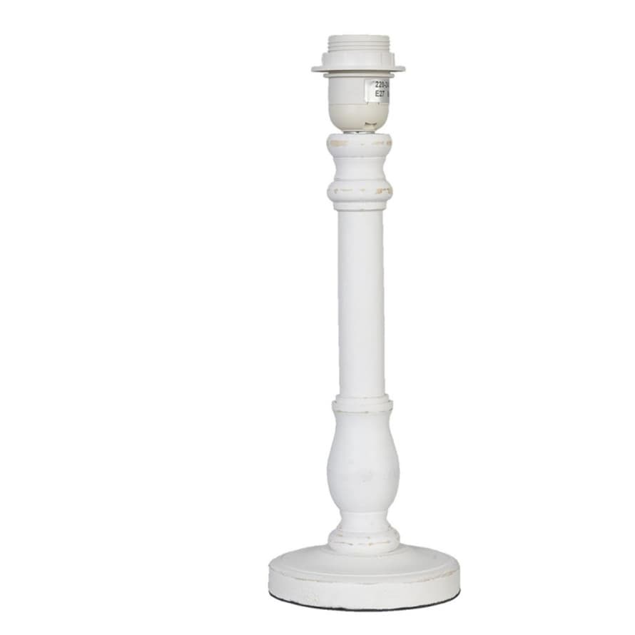clayre & Eef Lamp Base White Wood Round