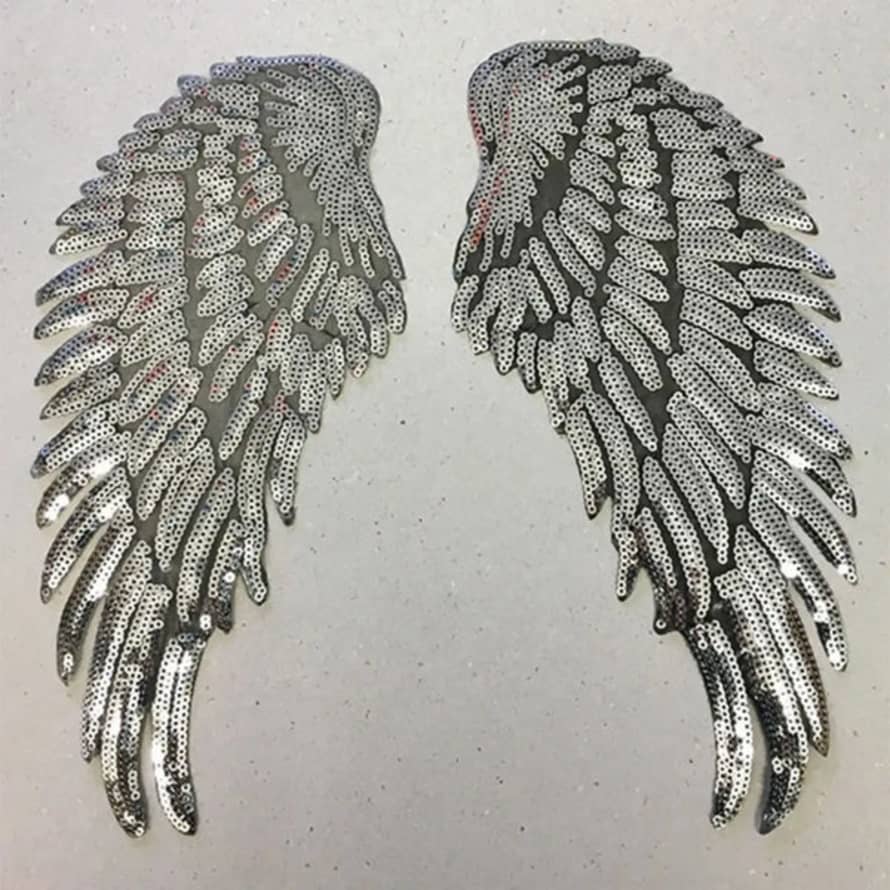 Petraboase Iron On Silver Angel Wings - Small