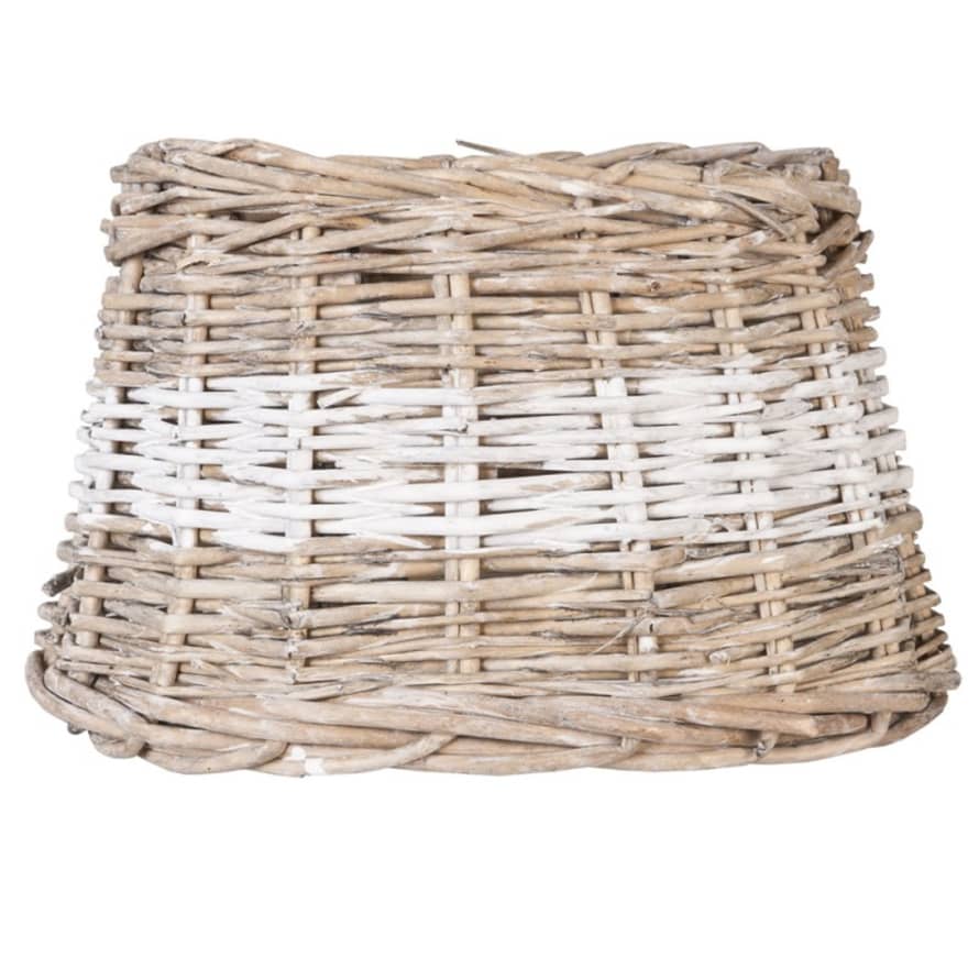 clayre & Eef  Natural Rattan Lampshade w/White Stripe