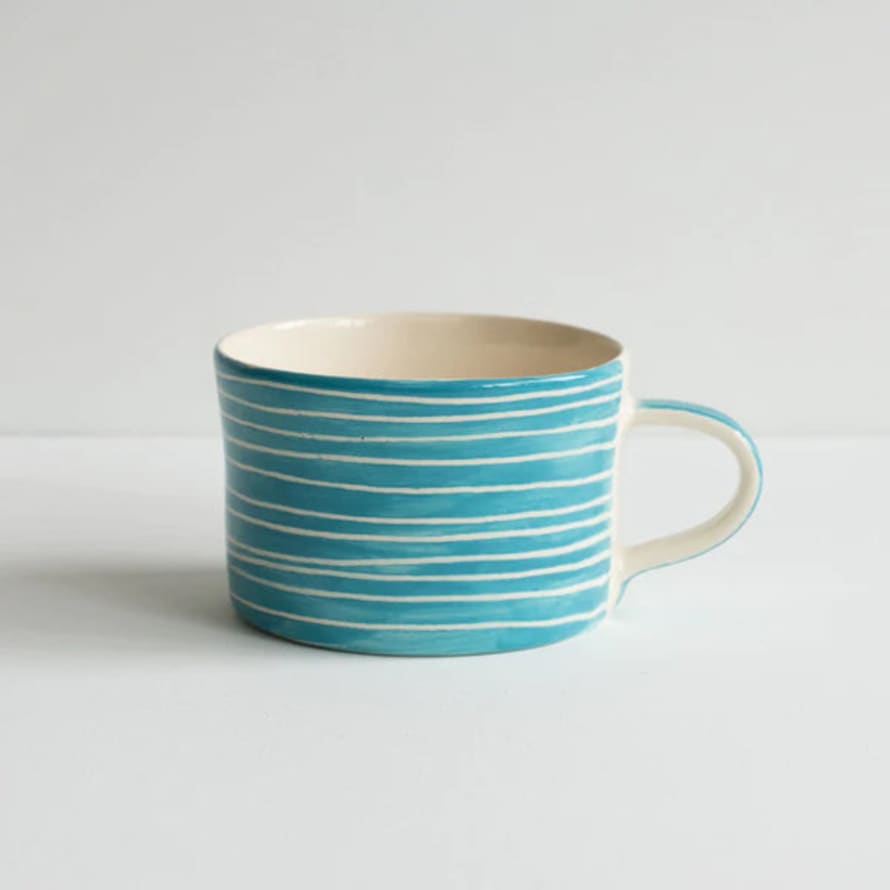 Musango Sgraffito Stripe Mug - Turquoise