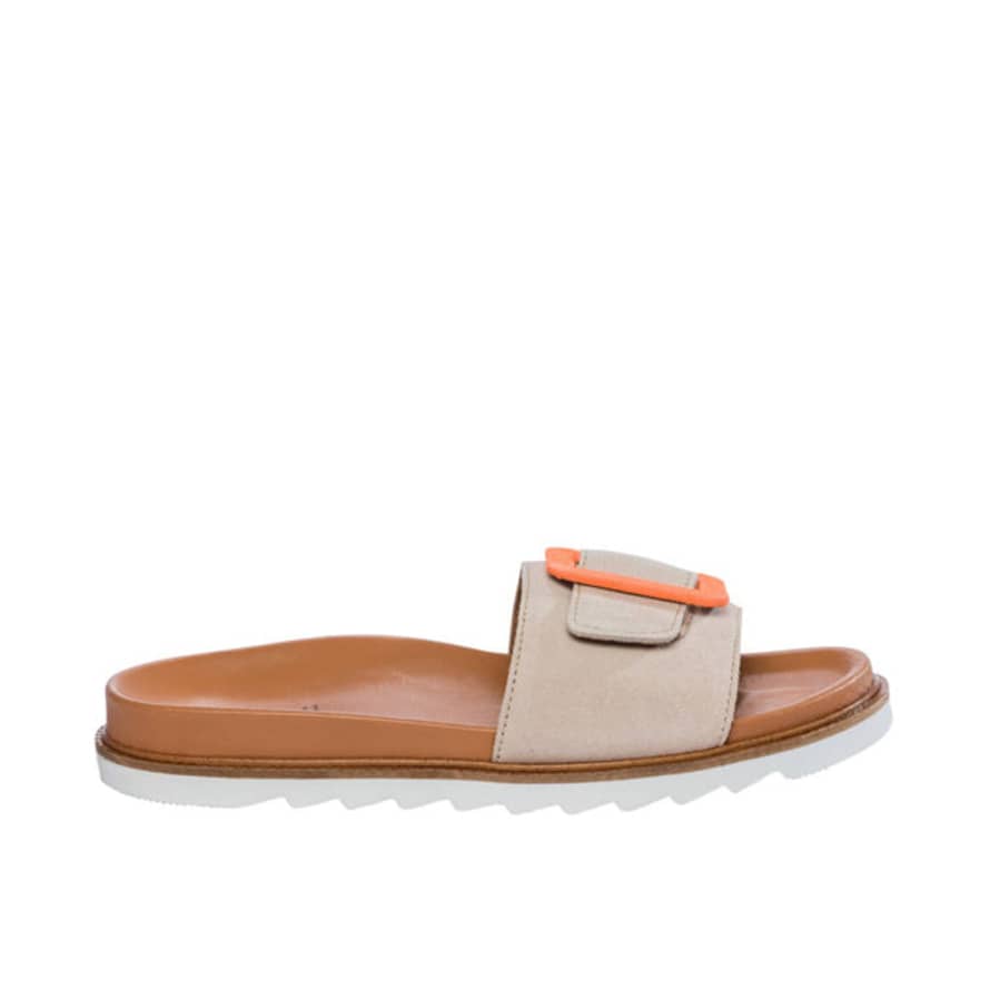 KMB Beige Neon Orange Crosta Sandals
