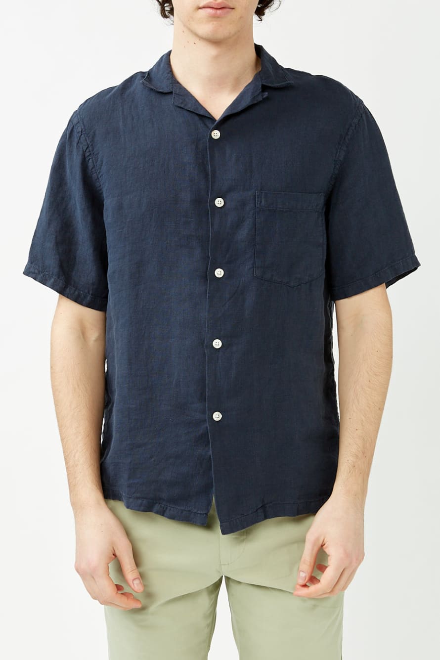  Portuguese Flannel Navy Linen Shirt