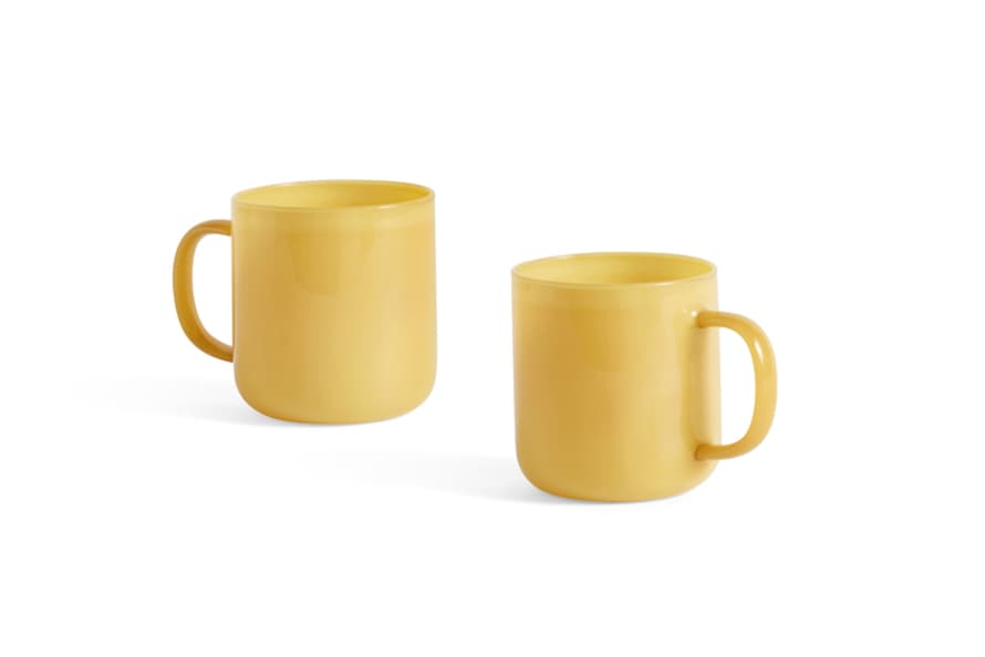 HAY Set of 2 Jade Yellow Borosilicate Mugs