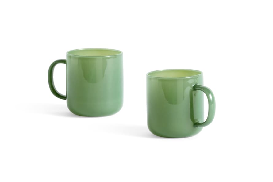 HAY Set of 2 Jade Green Borosilicate Mugs