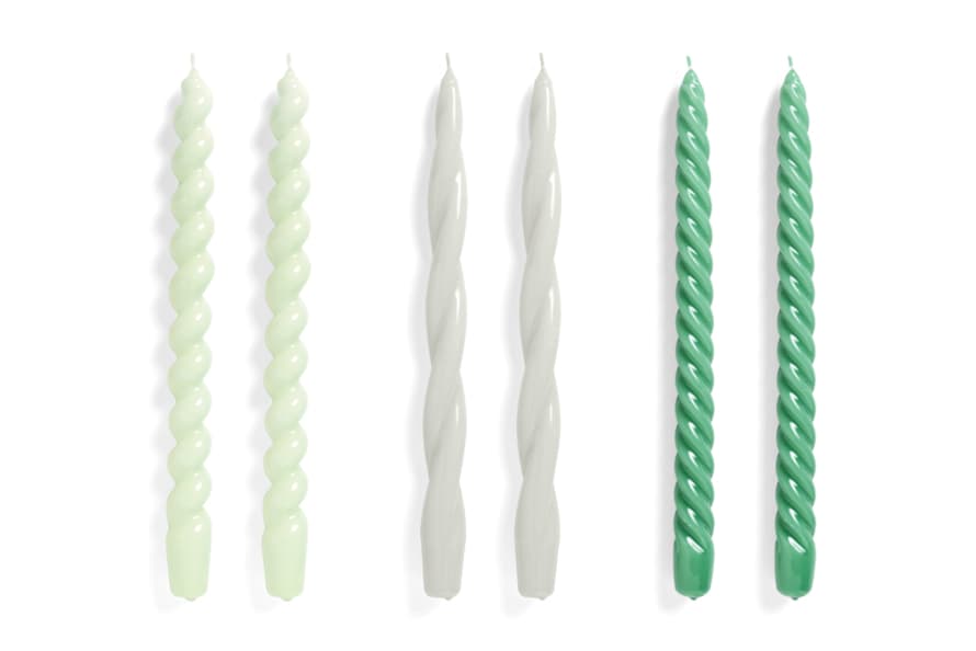 HAY Candle Long Mix Set of 6 Mint Light Grey Green