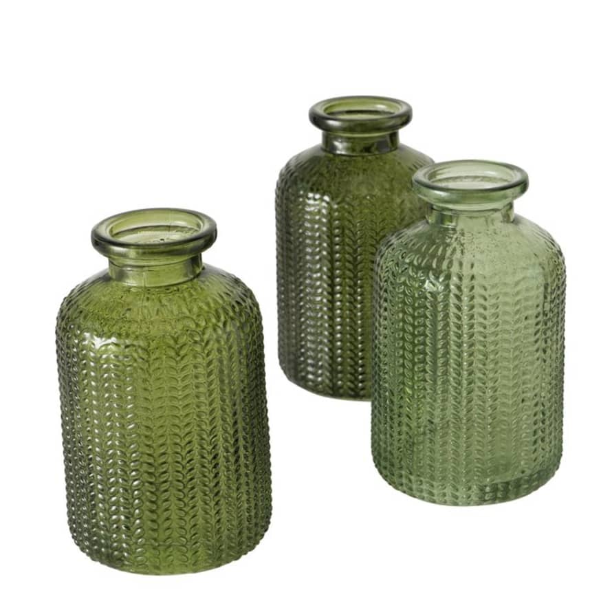 &Quirky Set of 3 Green Merula Glass Bud Vases