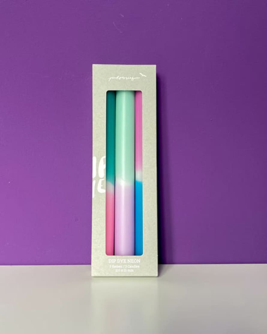 Pink Stories Dip Dye Neon Taper Candles Midnight