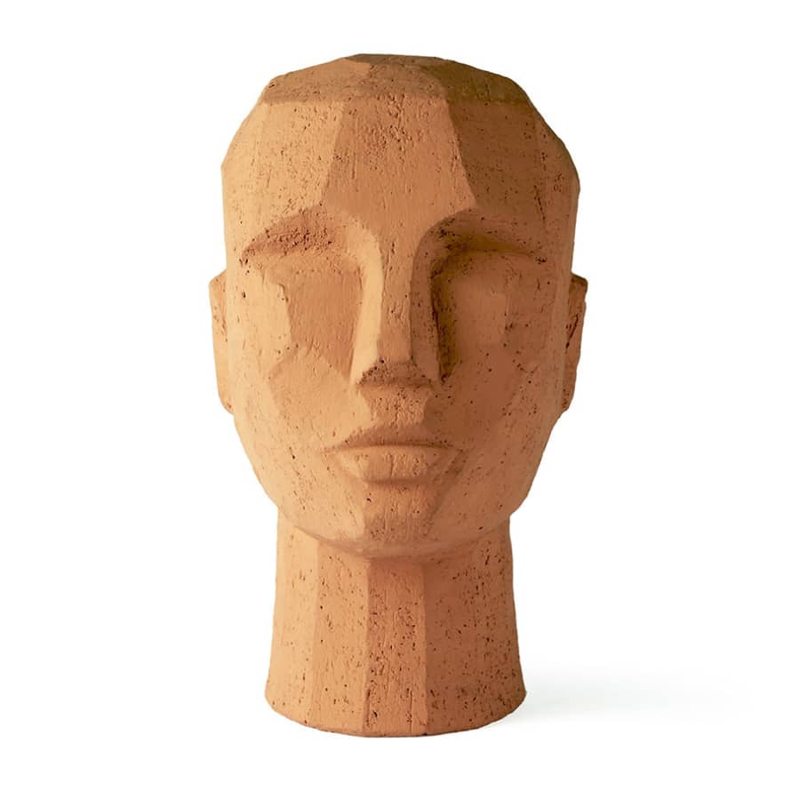 HK Living Abstract Head  Sculpture Terraccotta
