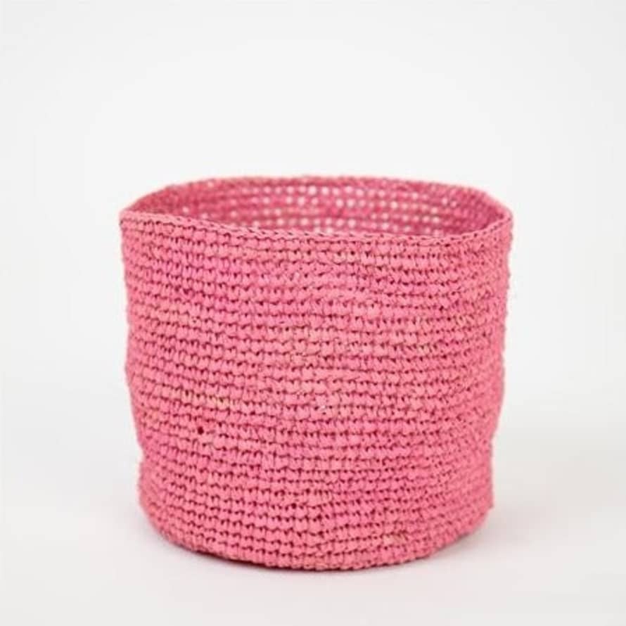Afroart Small Pink Raffia Basket