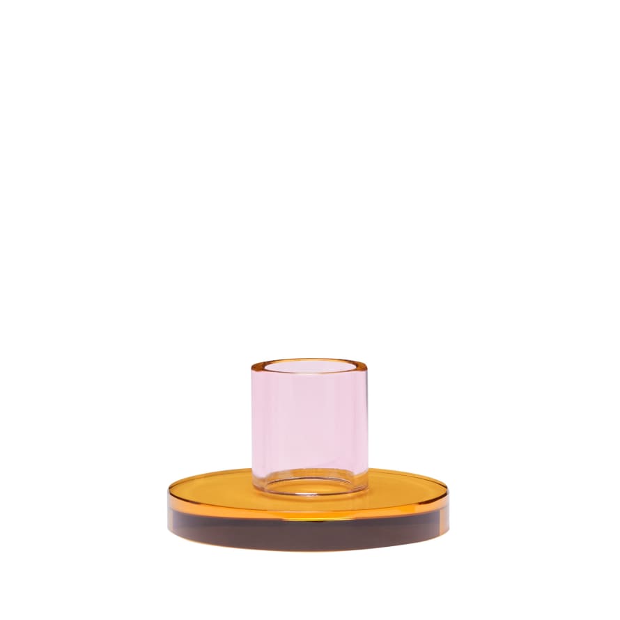 Hubsch Astra Candleholder Small in Pink, Orange