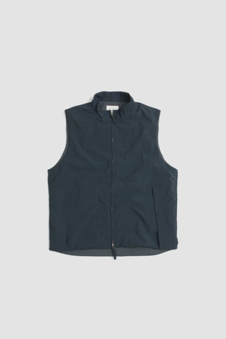 Still By Hand Stand Collar Outer Vest Blue Green