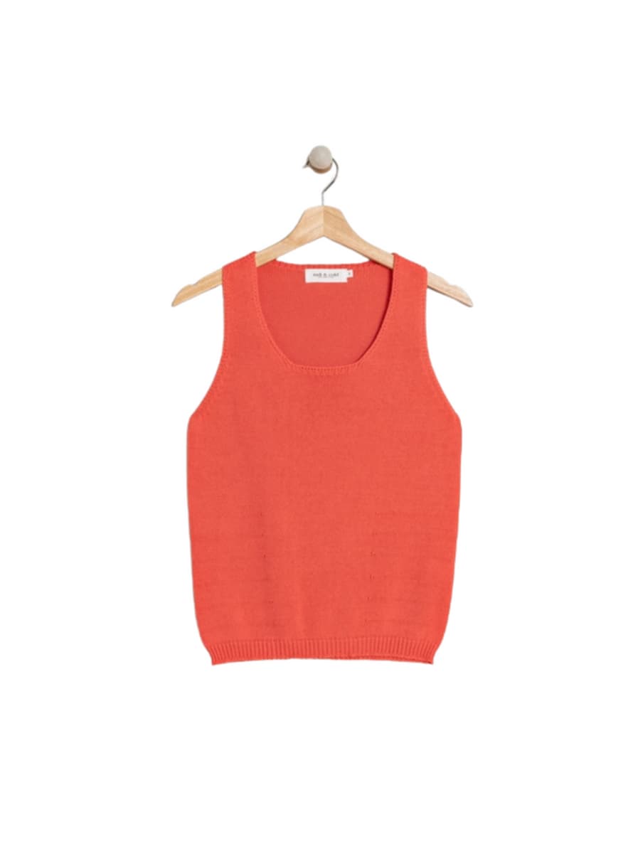 Indi & Cold Plain Knit T-shirt In Coral 