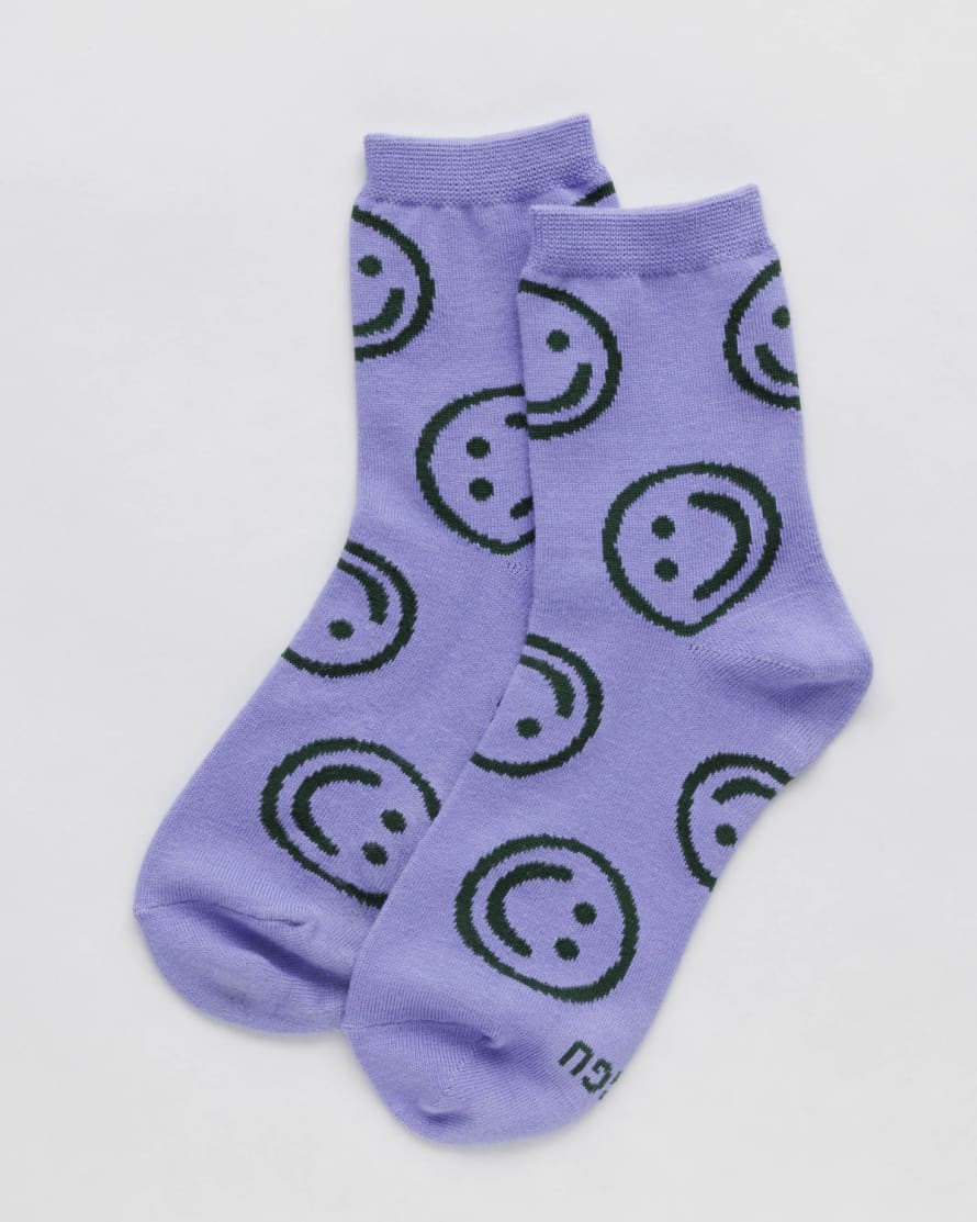 Baggu Lavender Happy Crew Socks