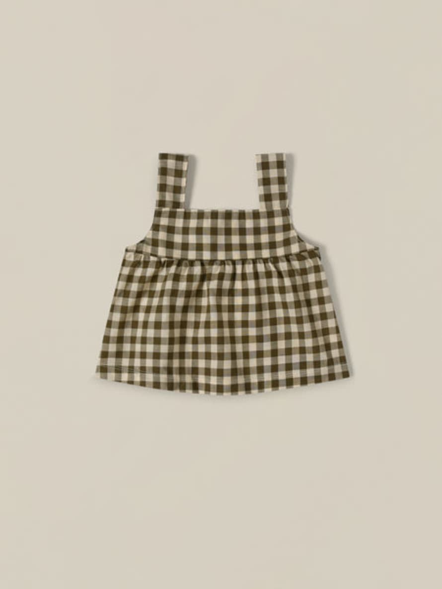 Organic Zoo Olive Gingham Dolce Top