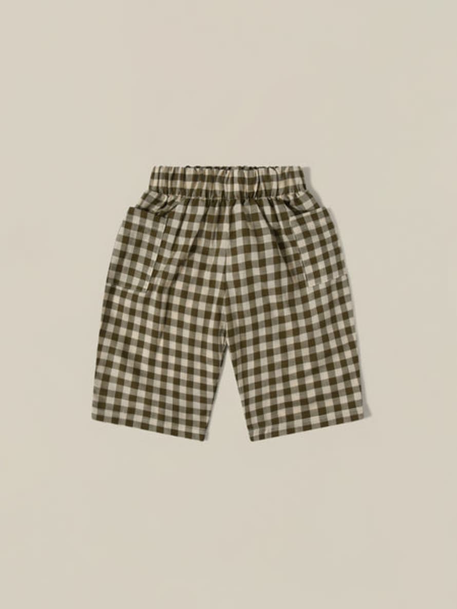 Organic Zoo Olive Gingham Fisherman Pants With Pockets