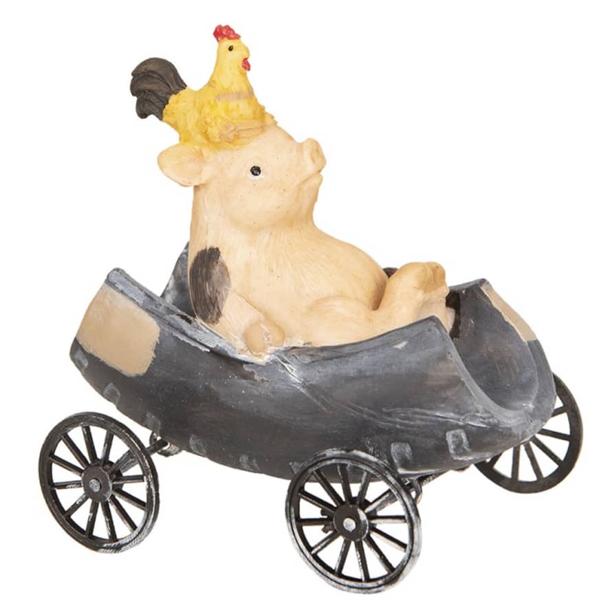 clayre & Eef Pig and Rooster in Car