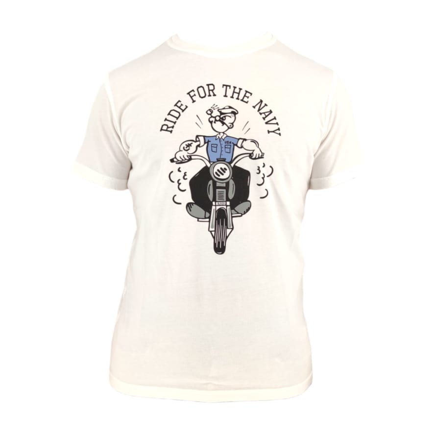 BL'KER T-shirt Navy Rider Uomo White