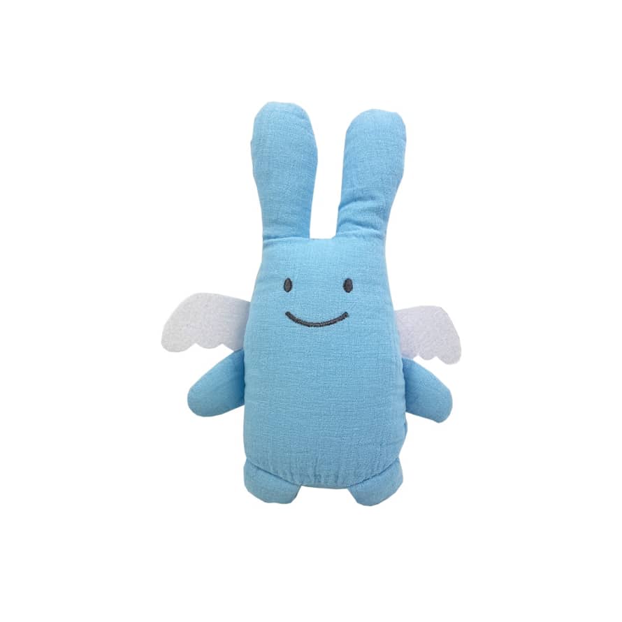 Trousselier Angel Bunny Comforter with Rattle 20cm - Blue Sky Organic Cotton