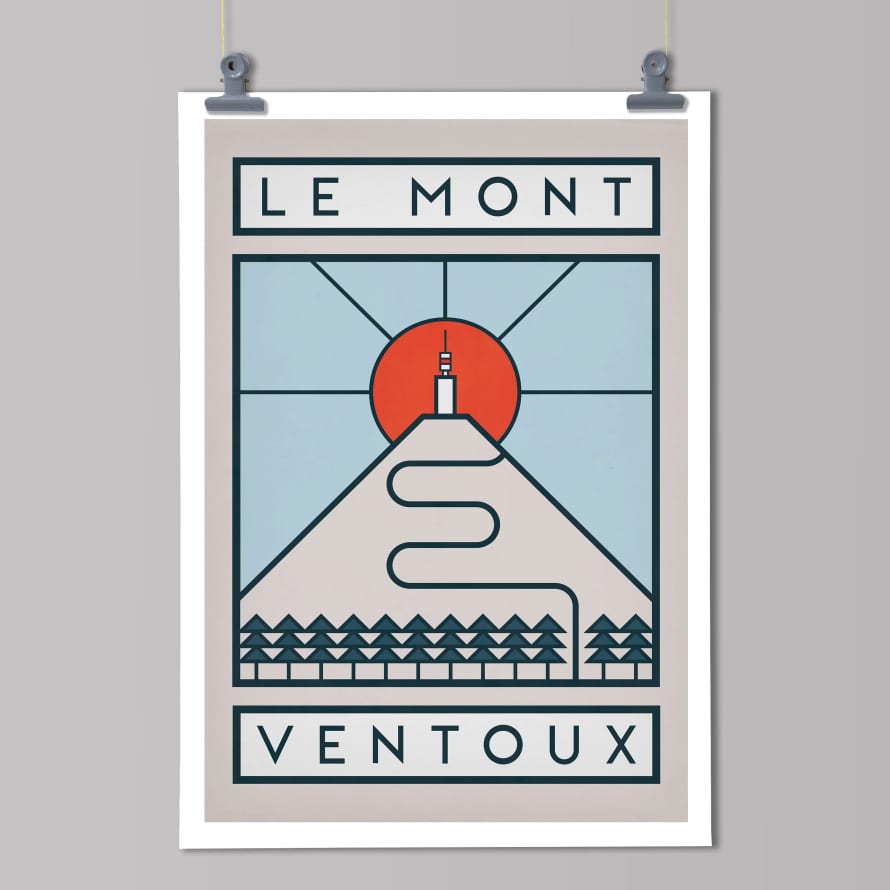 Handmade Cyclist Art Print - Mont Ventoux
