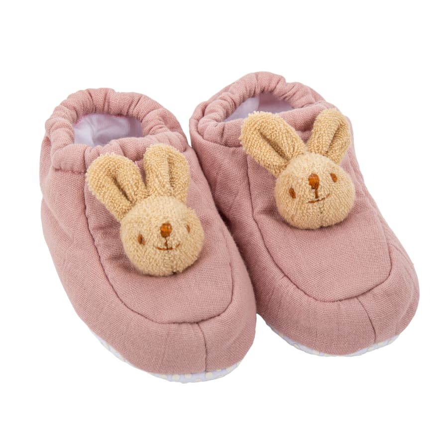 Trousselier Slippers Bunny 0-2 years - Old Pink Organic Coton