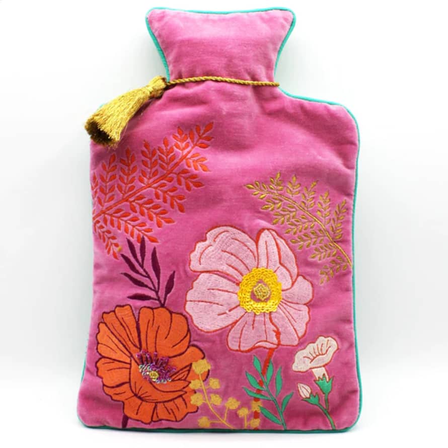 House of disaster Posy Hot Pink Hot Water Bottle