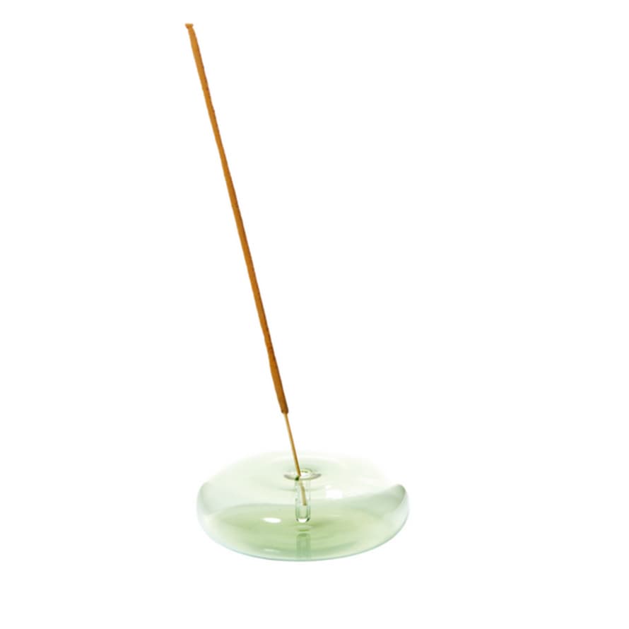 Maegan Dimple Glass Incense Holder - Green