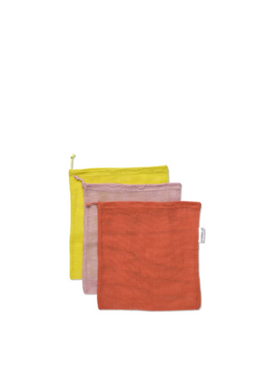 Designworks Ink Reusable Produce Bags In Ochre/pink/rose