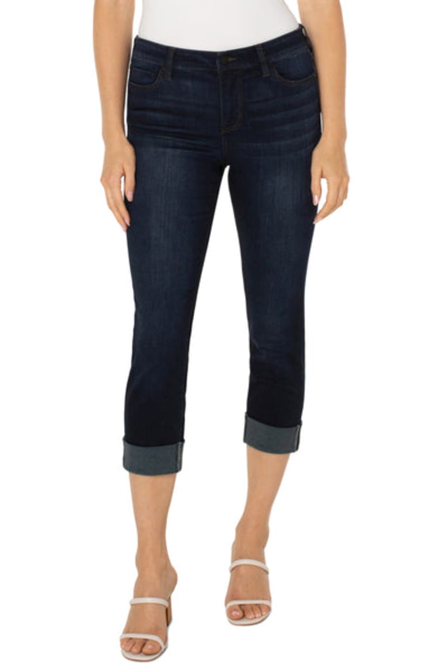 Liverpool Jeans Dark Destiny Charlie Crop with Wide Rolled Cuff Skinny Jeans