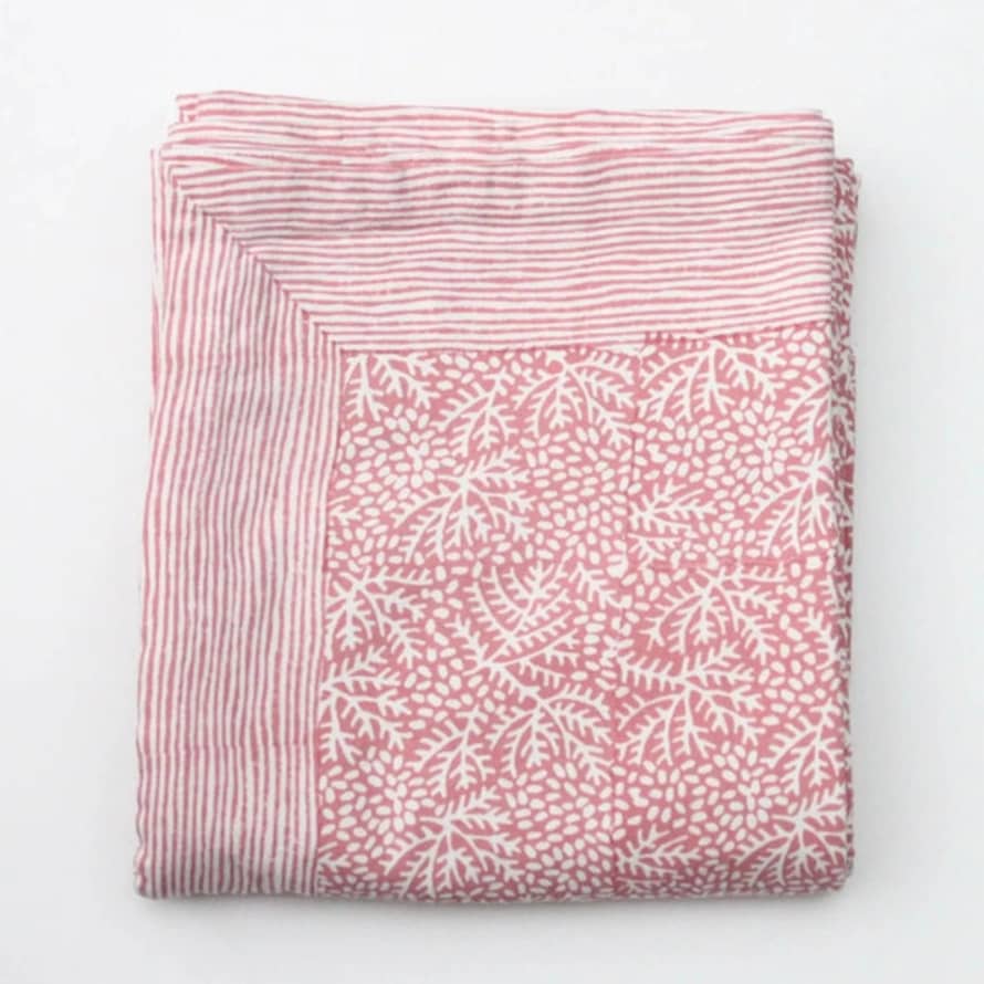 Rozablue Block Print Tablecloth - Coral