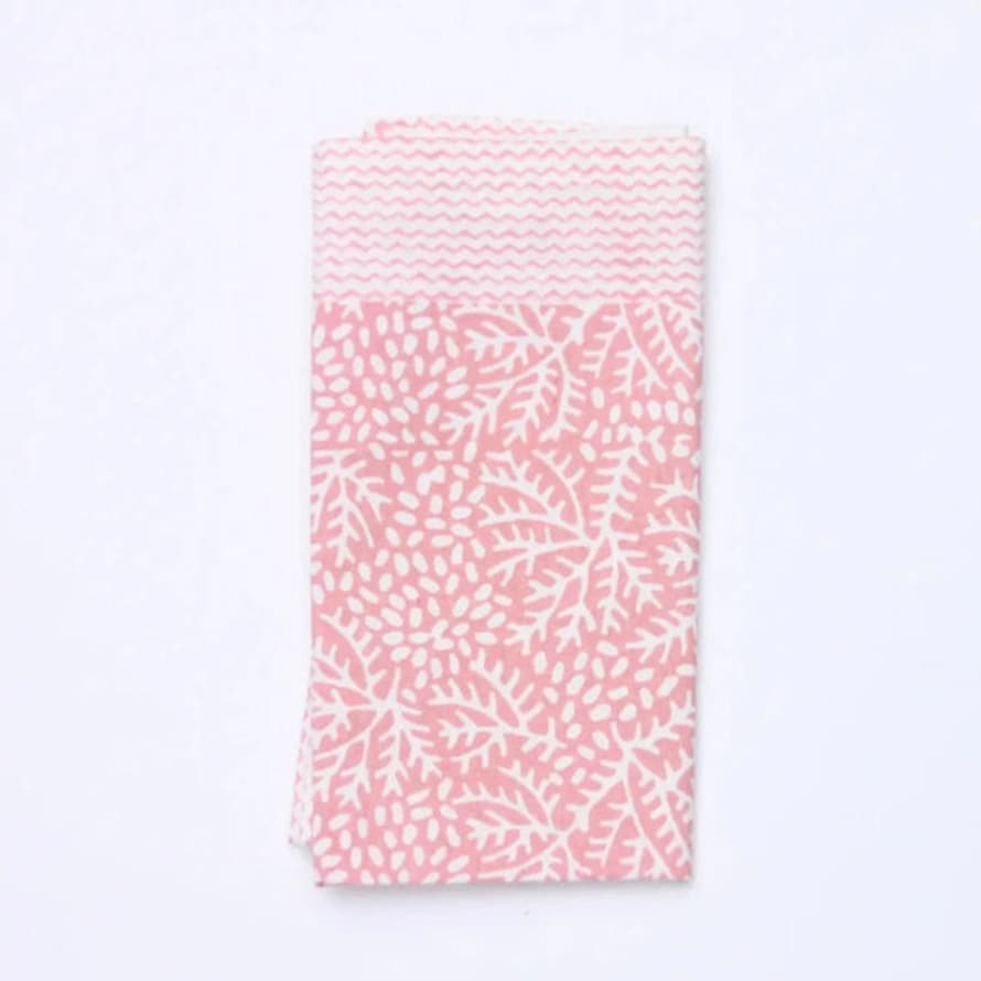 Rozablue Block Printed Napkins - Coral