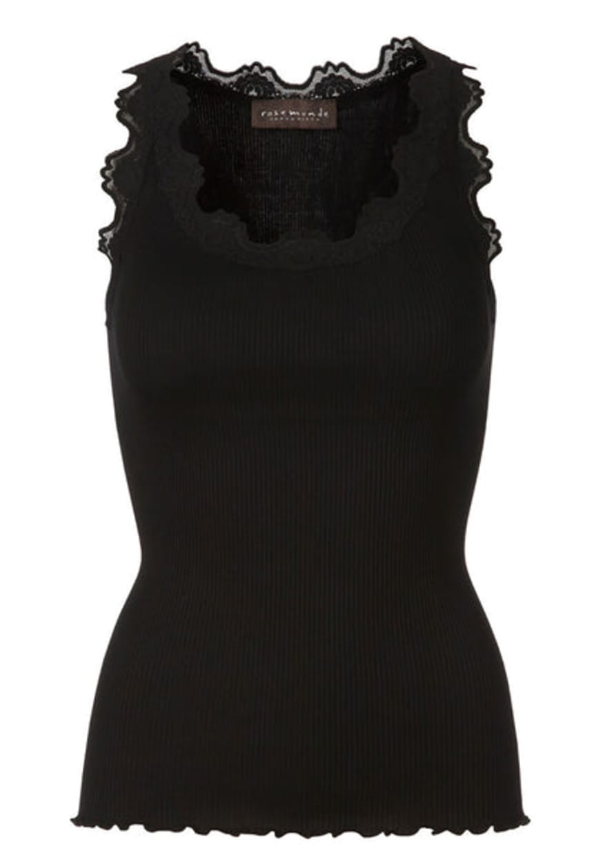 Rosemunde Classic Silk Top With Lace - Black