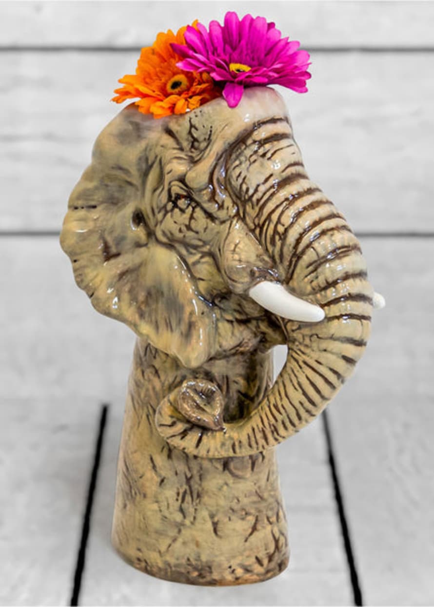 MCGOWEN & RUTHERFORD Ceramic Elephant Head Vase