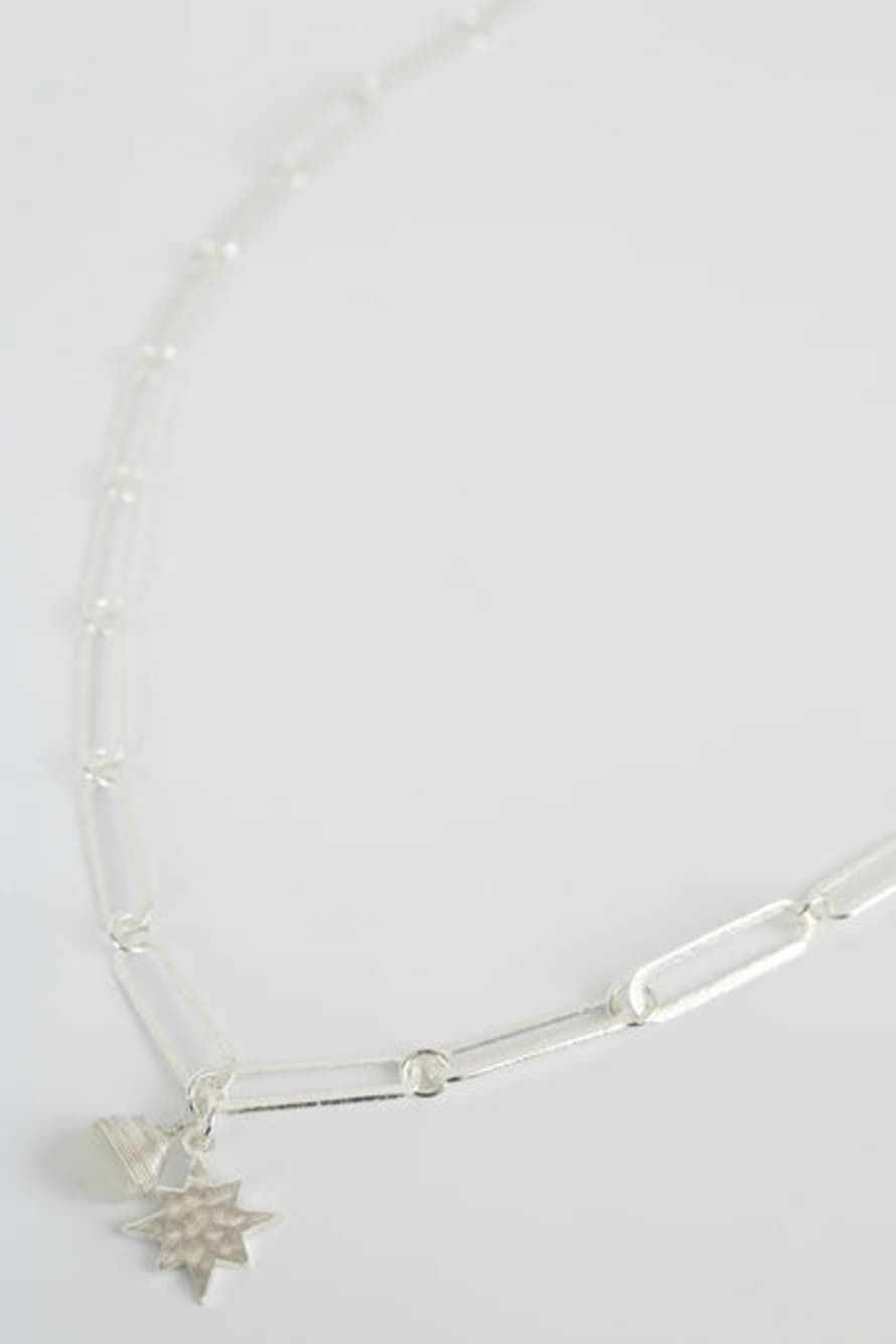 My Doris Silver Paper Clip Charm Necklace
