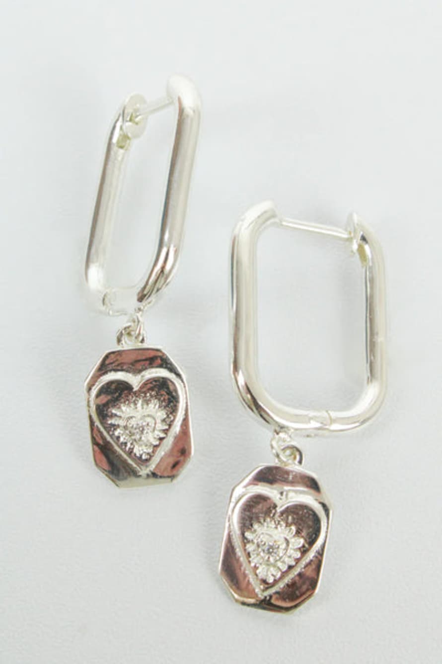 My Doris Silver Heart Charm Earrings