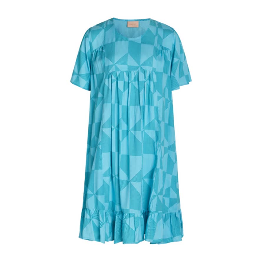 Unmade Copenhagen Tonia Dress - Aqua and Blue Print